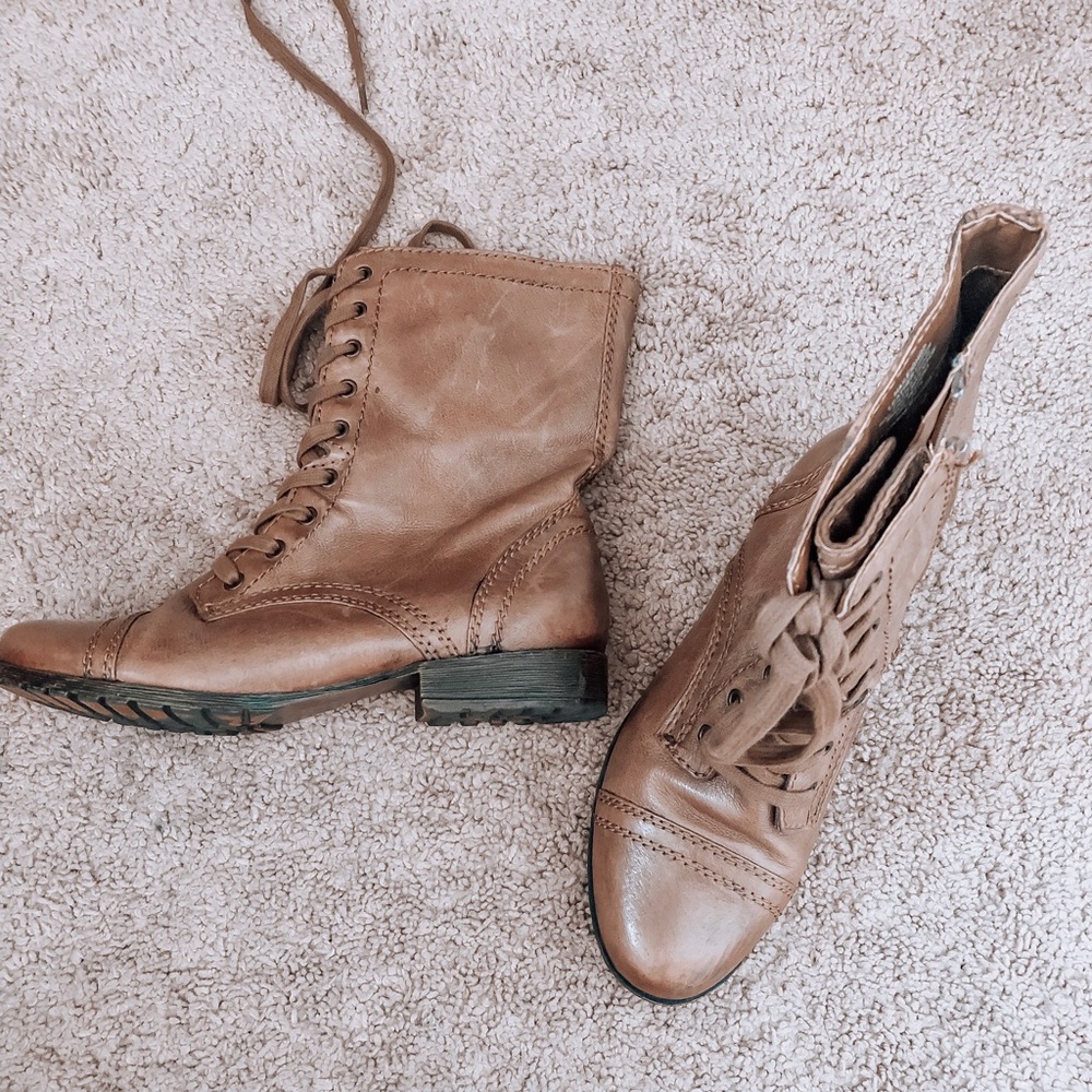 Brown combat boots